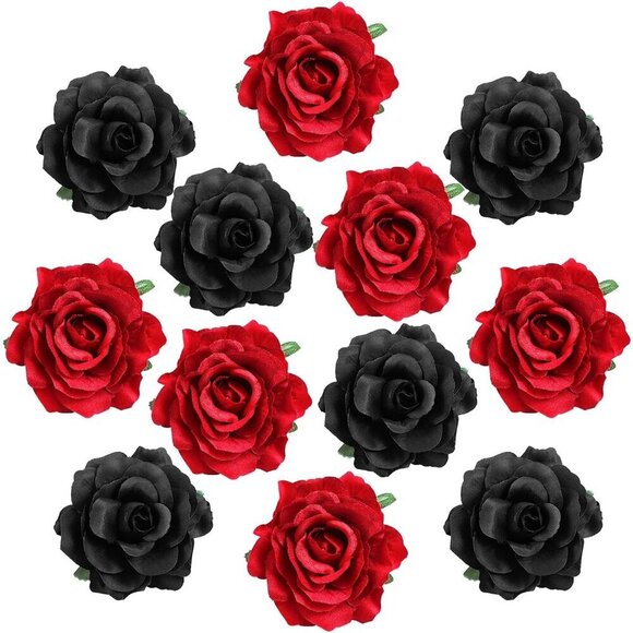 Fabric Rose Flower Hair Clips 12-Pack Unisex Reusable Gift for Women main image 4